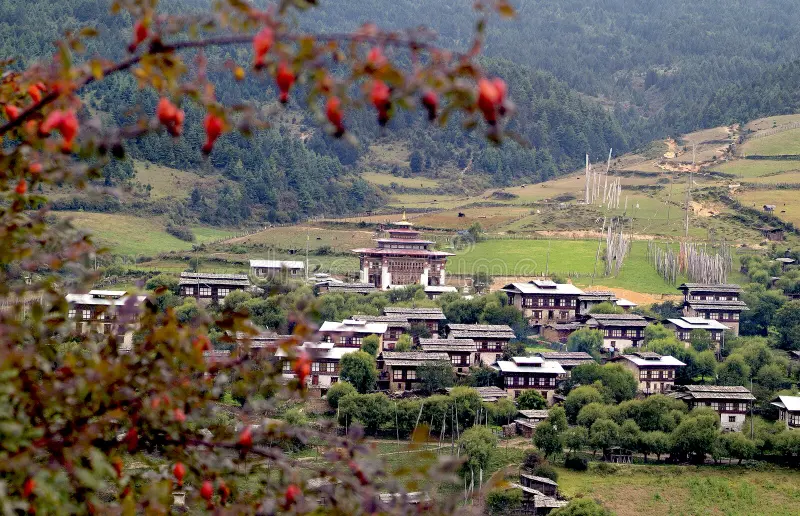 bhutan-bumthang-ura-mountain-village-homes-traditional-dzong-98675717